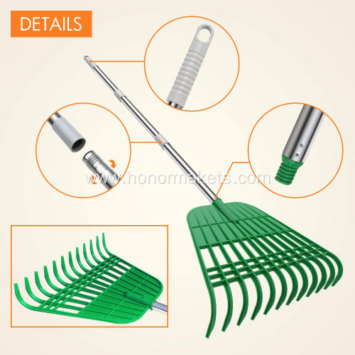 Adjustable Folding Leaves Rake for Quick Clean Up of Lawn and Yard